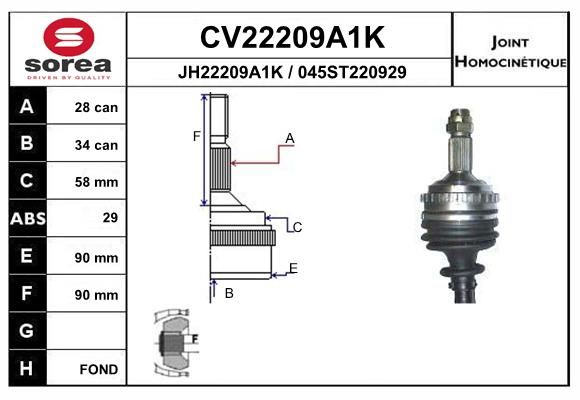 EAI csuklókészlet, hajtótengely CV22209A1K