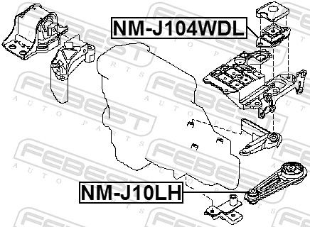 Опора, коробка передач, монтаж ззаду, NISSAN QASHQAI J10F 2006-), Febest NM-J104WDL