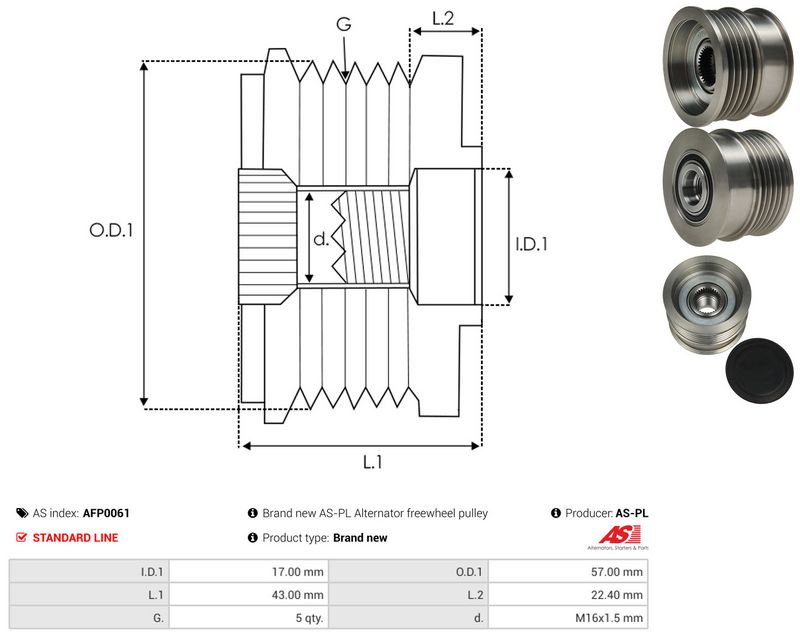 AS-PL AFP0061 Alternator Freewheel Clutch