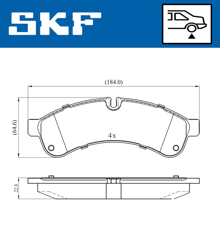 Комплект гальмівних накладок, дискове гальмо, Skf VKBP90534