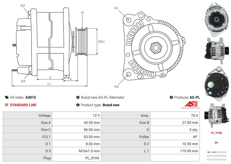 AS-PL A3015 Alternator