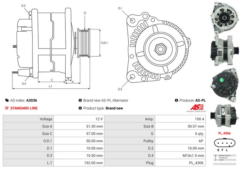 AS-PL A3036 Alternator
