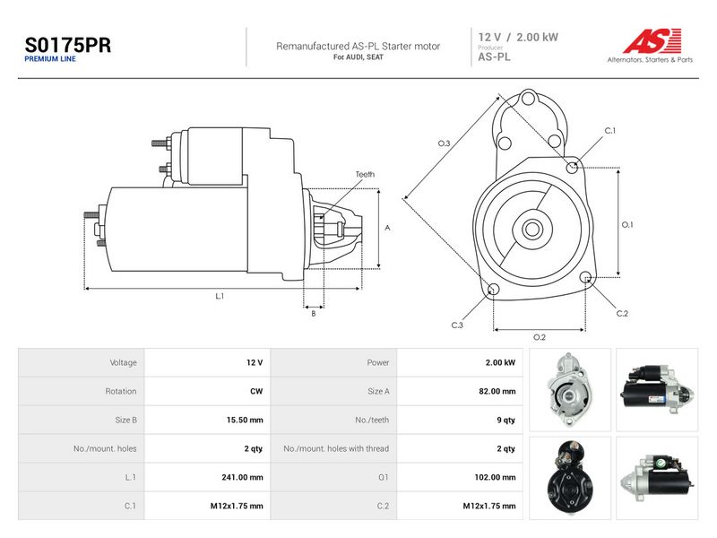 Starter, AS-PL S0175PR