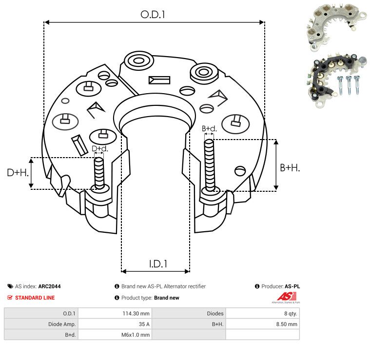 AS-PL ARC2044 Rectifier, alternator