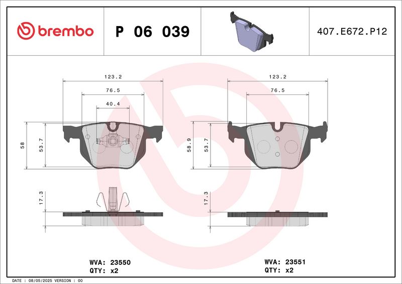 BREMBO P 06 039 Brake Pad Set, disc brake
