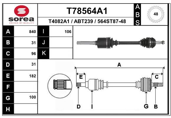 EAI hajtótengely T78564A1