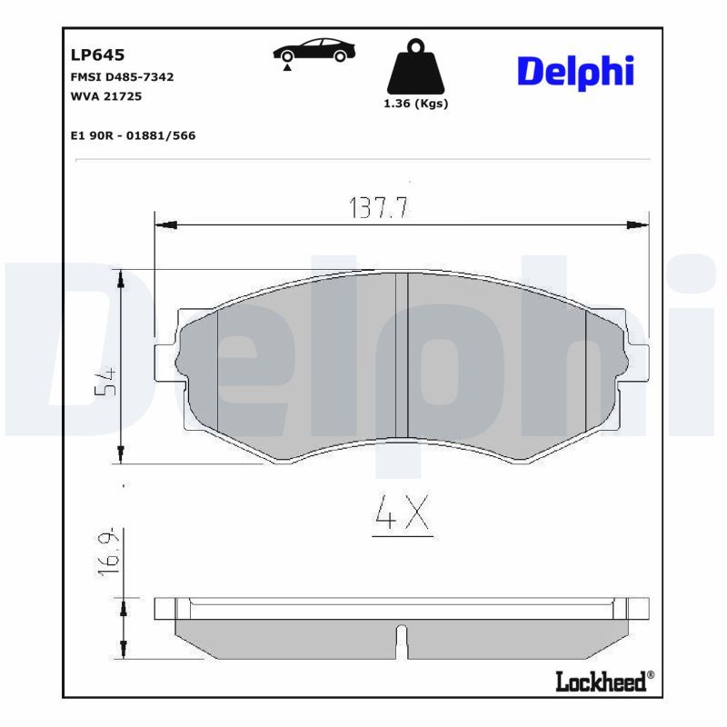 комплект спирачно феродо, дискови спирачки DELPHI