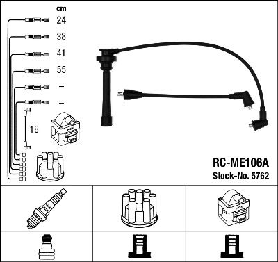 Комплект проводів високої напруги, Ngk RCME106A