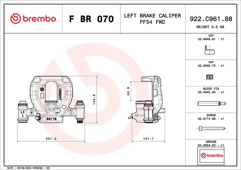 BREMBO FBR070 Brake Caliper