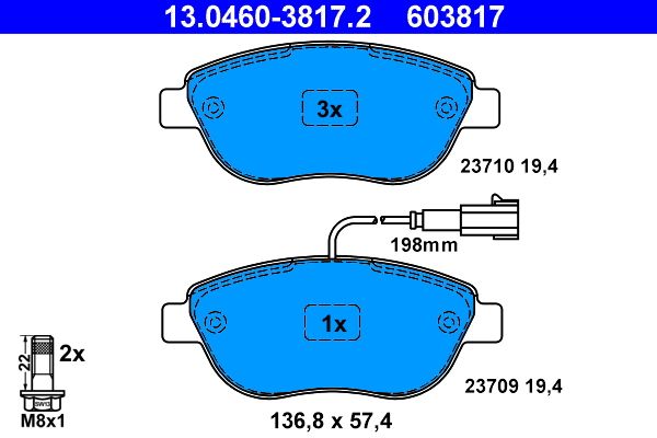 Set placute frana,frana disc 13.0460-3817.2 ATE