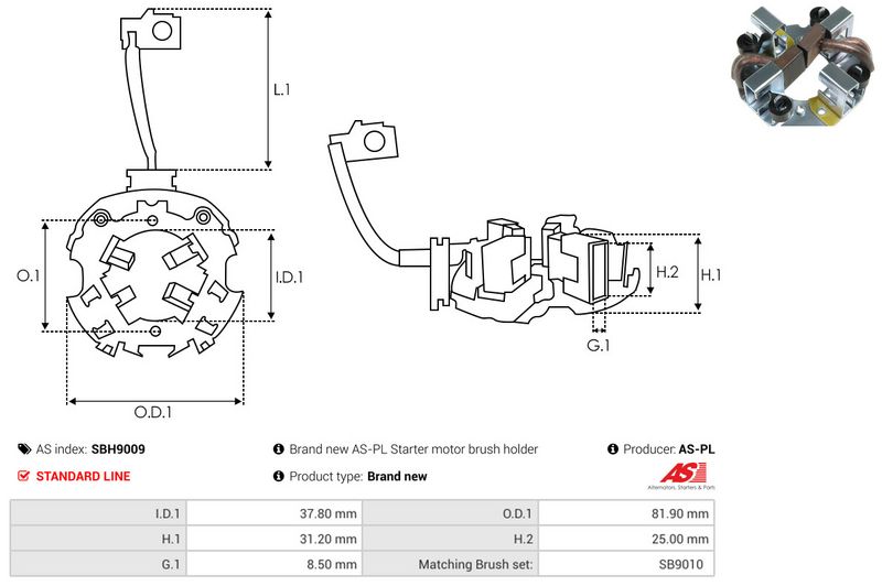 Kinnitus, süsinikuharjad, AS-PL SBH9009