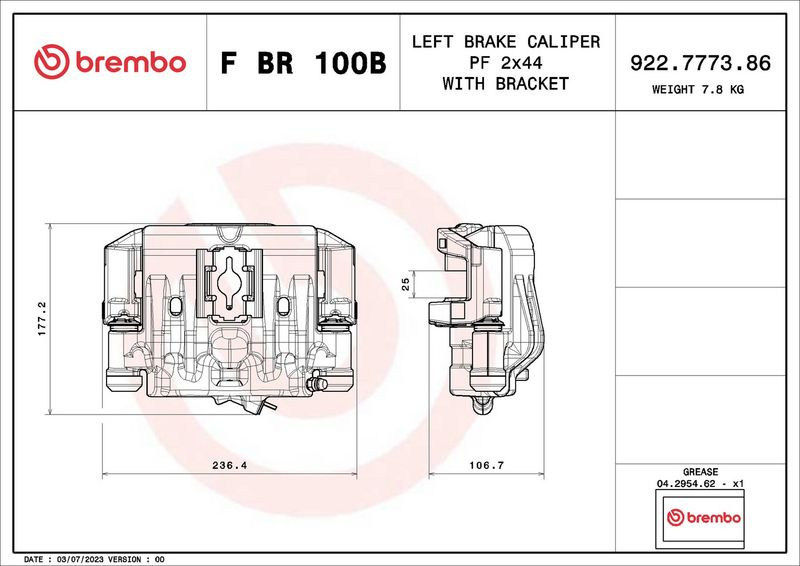 BREMBO FBR100B Brake Caliper