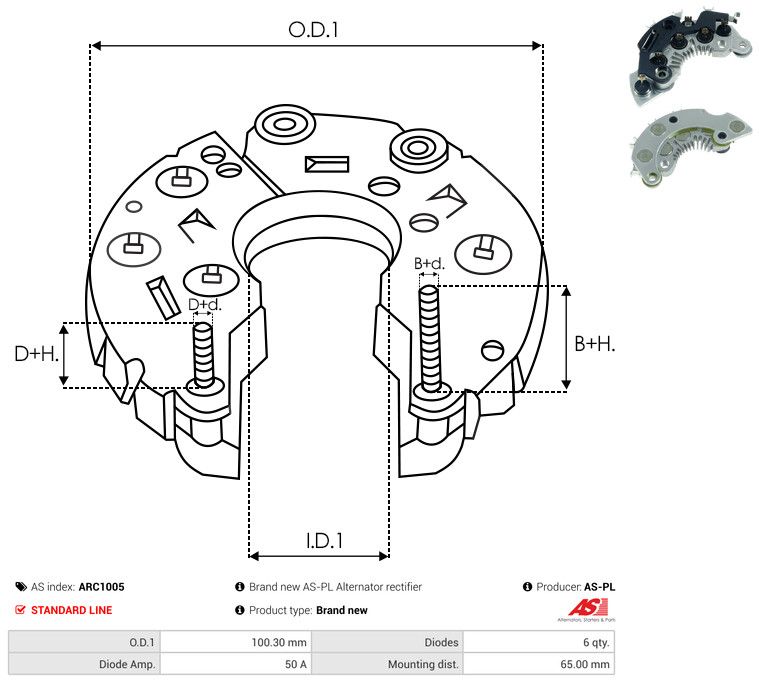 AS-PL ARC1005 Rectifier, alternator
