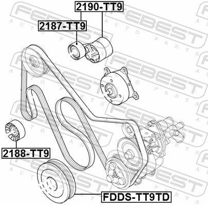 Відвідний/напрямний ролик, поліклиновий ремінь, Febest 2188-TT9