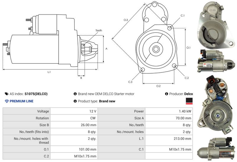 AS-PL S1075(DELCO) Starter