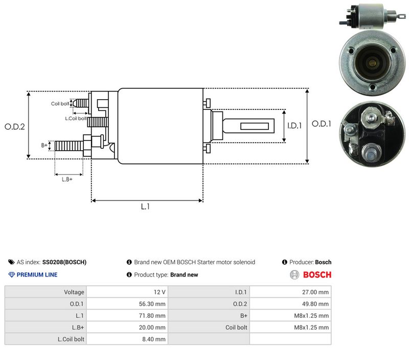 AS-PL SS0208(BOSCH) Solenoid Switch, starter