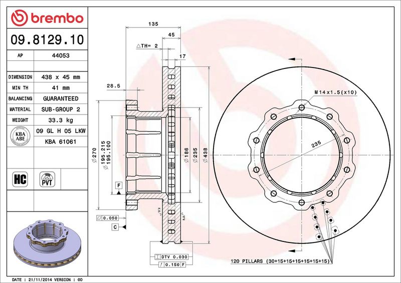 Brzdový kotouč 44053