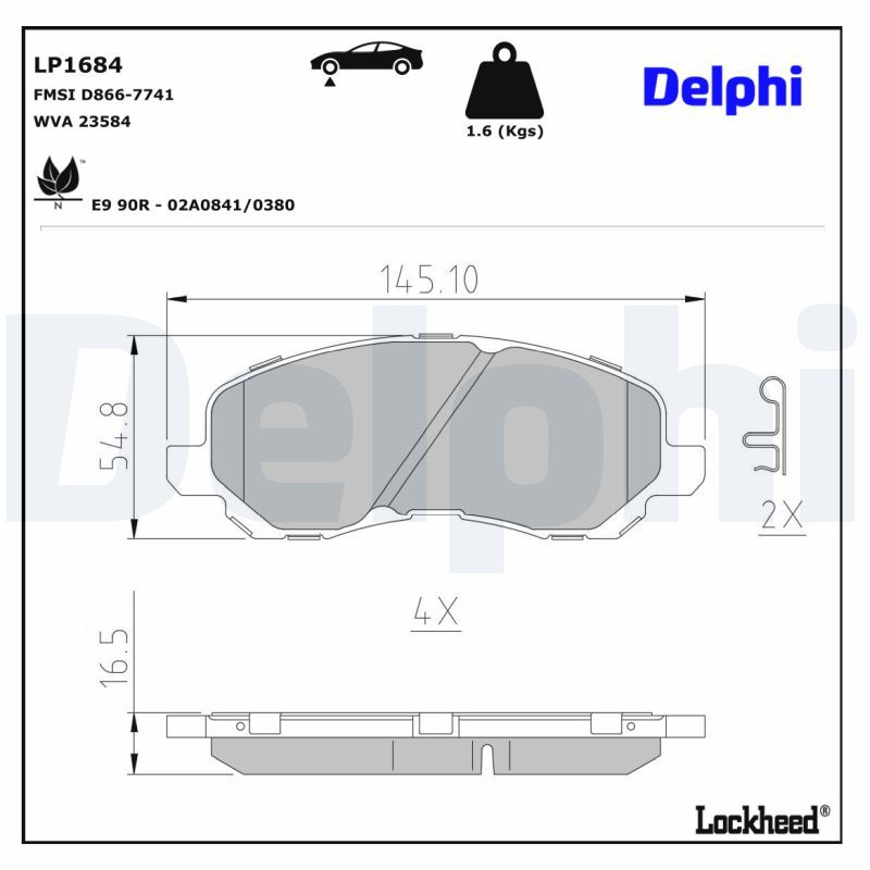 DELPHI LP1684 Brake Pad Set, disc brake