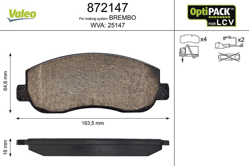 Plaquettes+de+frein+à+disque VALEO 872147