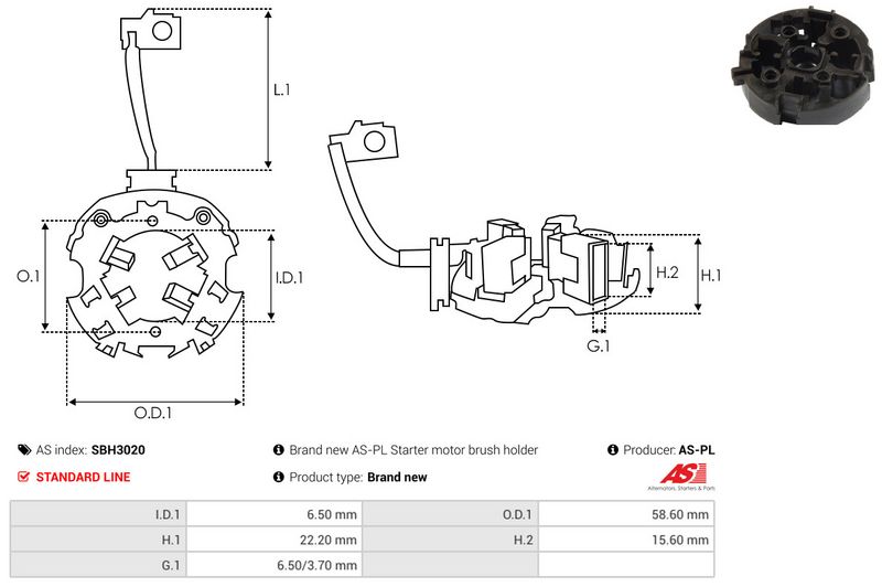 Kinnitus, süsinikuharjad, AS-PL SBH3020