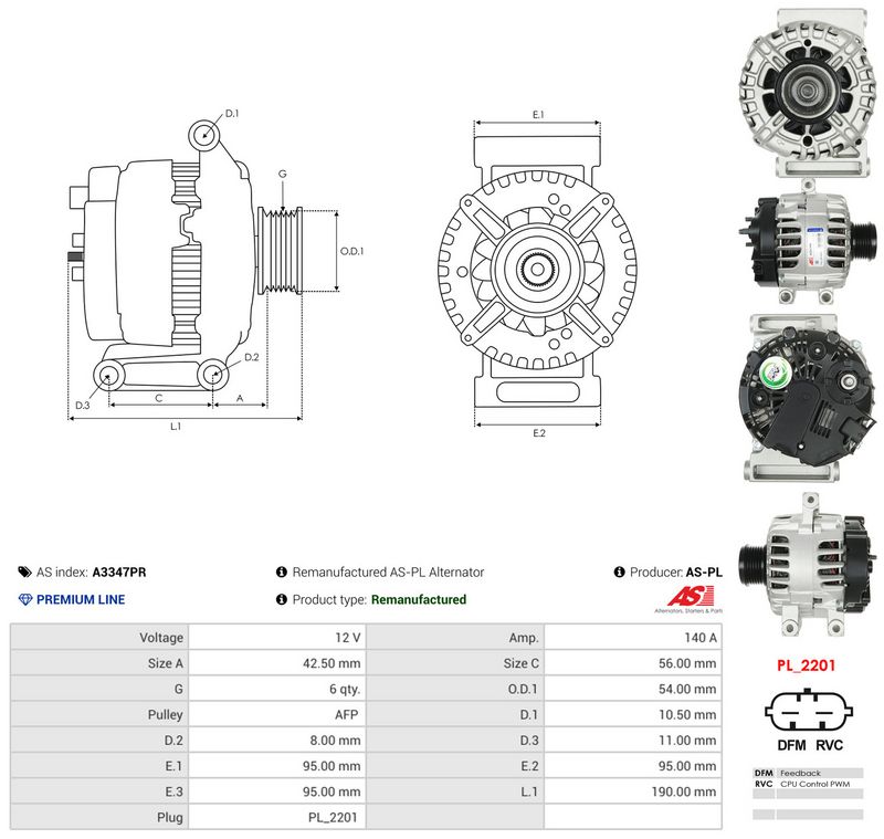 Generaator, AS-PL A3347PR