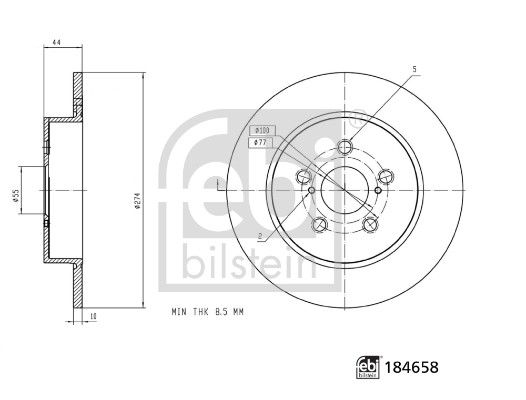 Гальмівний диск, Febi Bilstein 184658