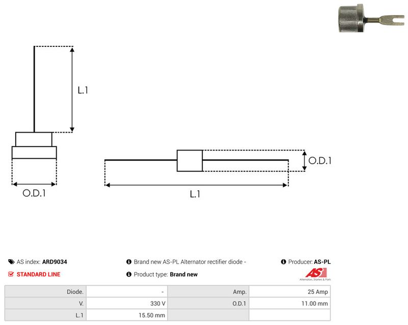 AS-PL ARD9034 Rectifier, alternator