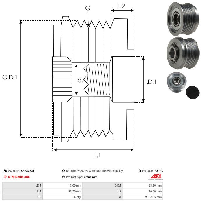 AS-PL AFP3073S Alternator Freewheel Clutch