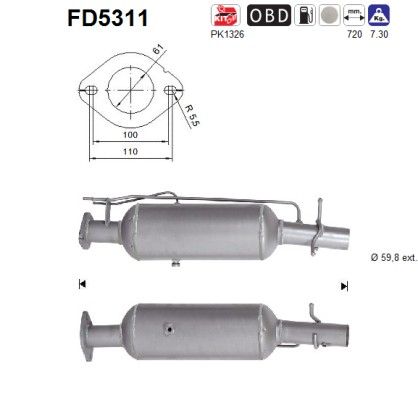 AS FD5311 Soot/Particulate Filter, exhaust system