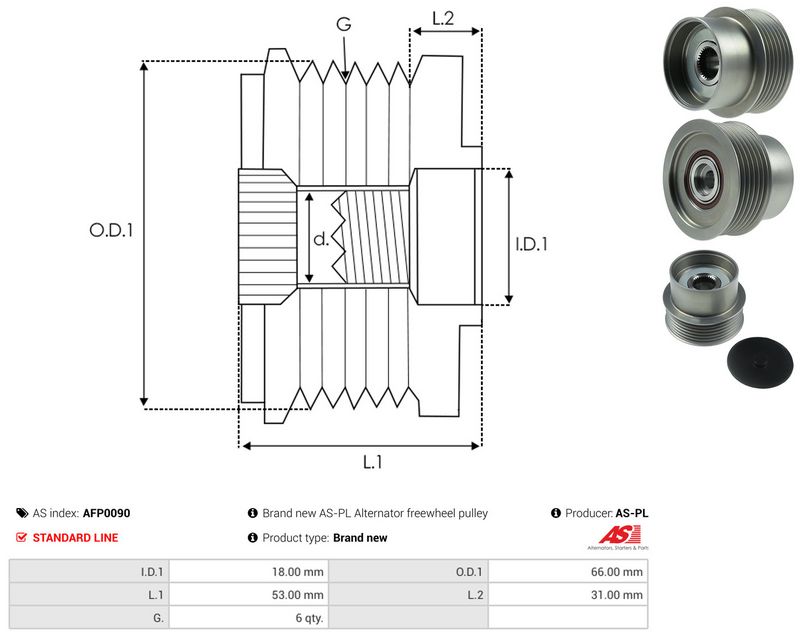 AS-PL AFP0090 Alternator Freewheel Clutch