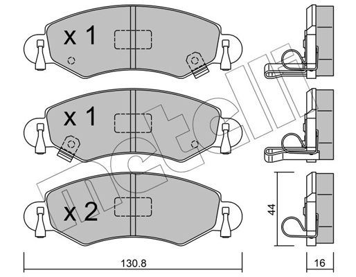 Комплект гальмівних накладок, дискове гальмо, Metelli 2203390