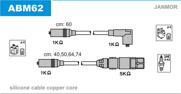 Комплект проводів високої напруги, Janmor ABM62