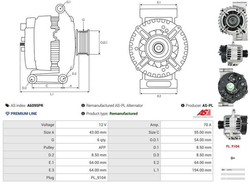 AS-PL A6095PR Alternator