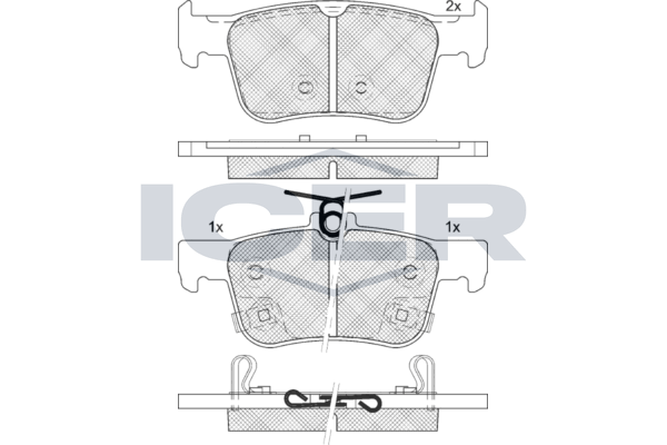 Комплект гальмівних накладок, дискове гальмо, Icer 182339