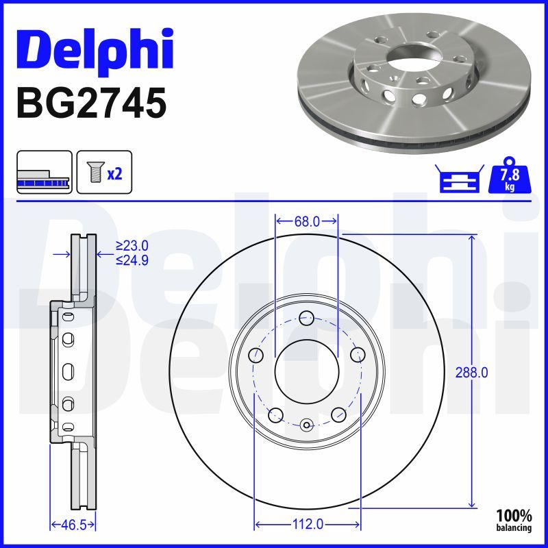 DELPHI BG2745 Гальмівний диск
