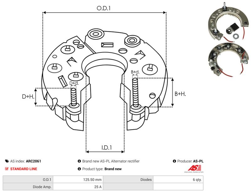 AS-PL ARC2061 Rectifier, alternator