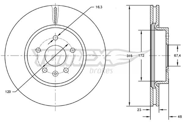 TOMEX Brakes féktárcsa TX 72-97