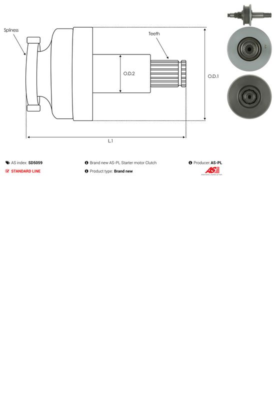 AS-PL SD5059 Freewheel Gear, starter