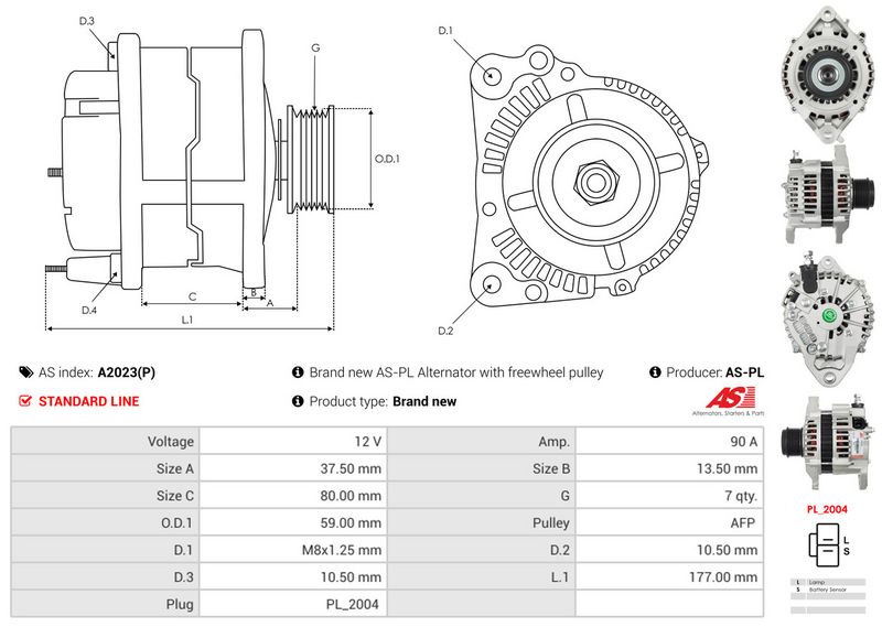 AS-PL A2023(P) Alternator