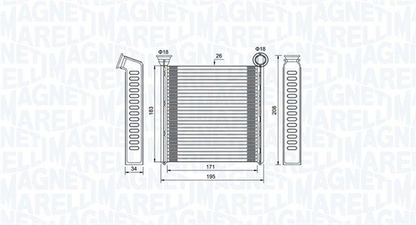 MAGNETI MARELLI Hőcserélő, belső tér fűtés 350218448000