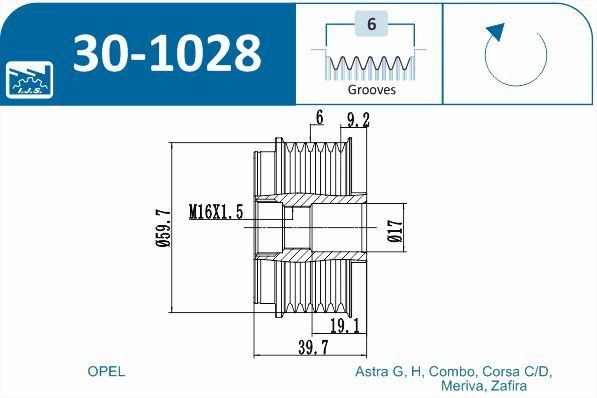 IJS GROUP 30-1028 Механізм вільного ходу генератора