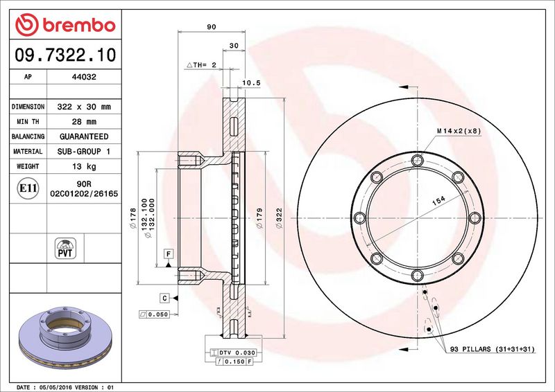 Disc frana 09.7322.10 BREMBO