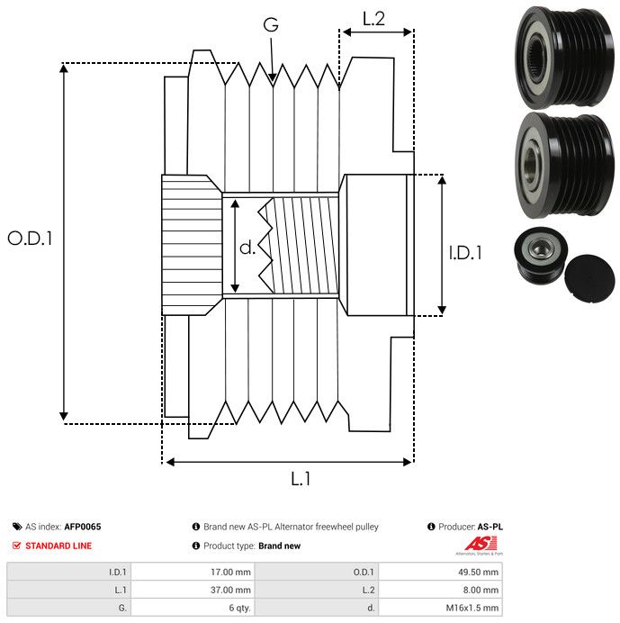 AS-PL AFP0065 Alternator Freewheel Clutch