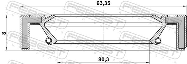 Ущільнювальне кільце вала, приводний вал, Febest 95GAS-65800808X