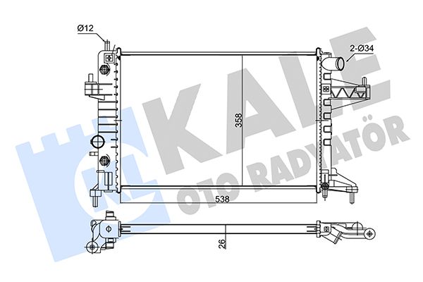 KALE OPEL радиатор охлаждения Corsa C 1.4/1.8 00-