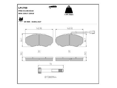 DELPHI LP1750 Brake Pad Set, disc brake