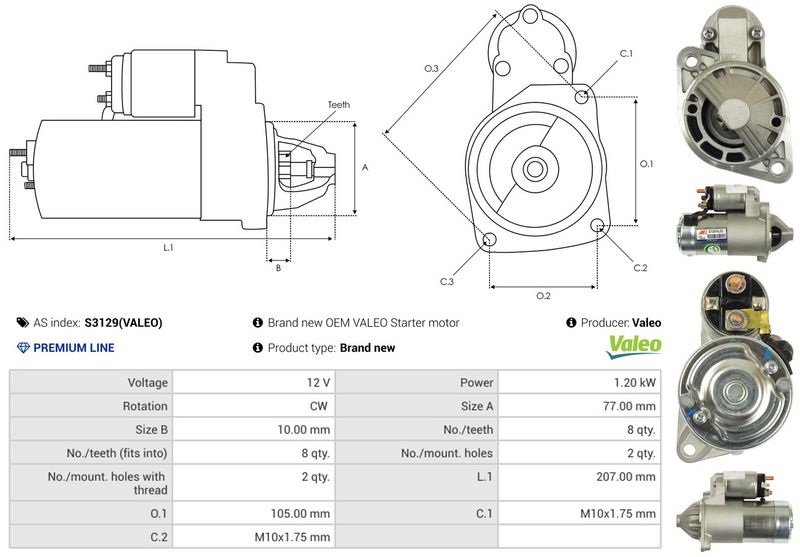 AS-PL S3129(VALEO) Starter