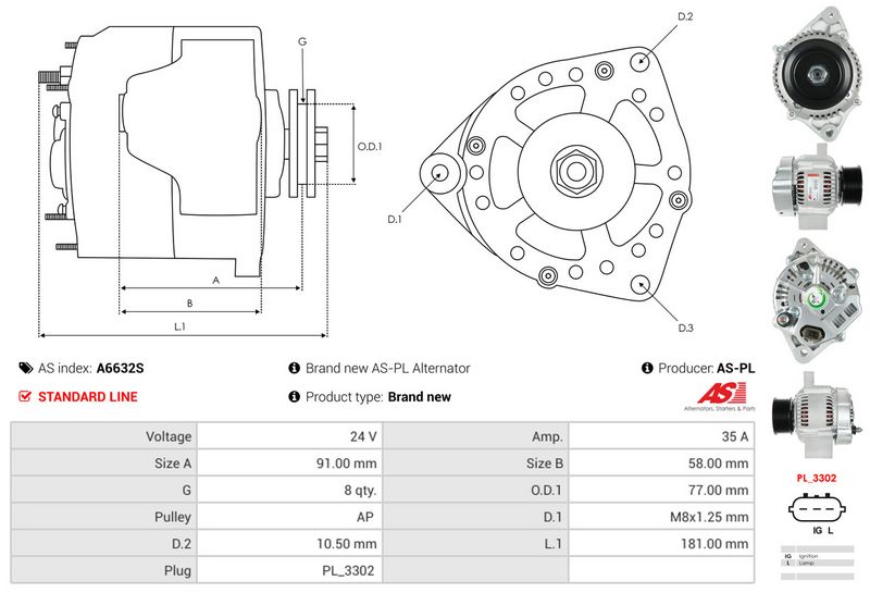 AS-PL A6632S Alternator