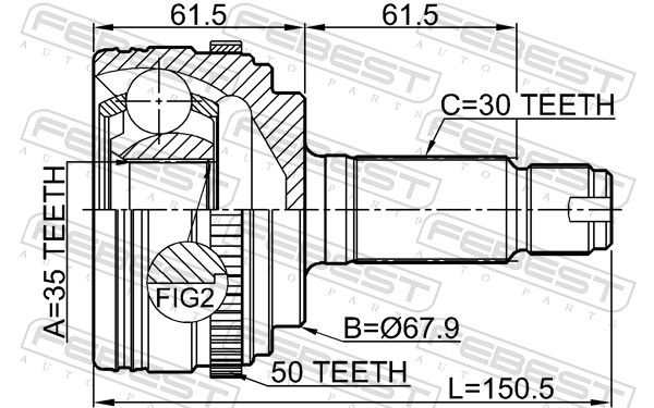 FEBEST 0310-MRVA50 Joint Kit, drive shaft