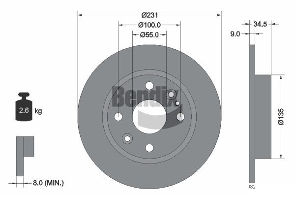 BENDIX Braking féktárcsa BDS2113